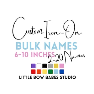 Bulk Names 2- 20 Names - 6-10 Inches Custom Iron On HTV Vinyl