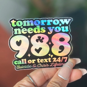 988 Lifeline Decal Mental Health Awareness Suicide Sticker Text 988
