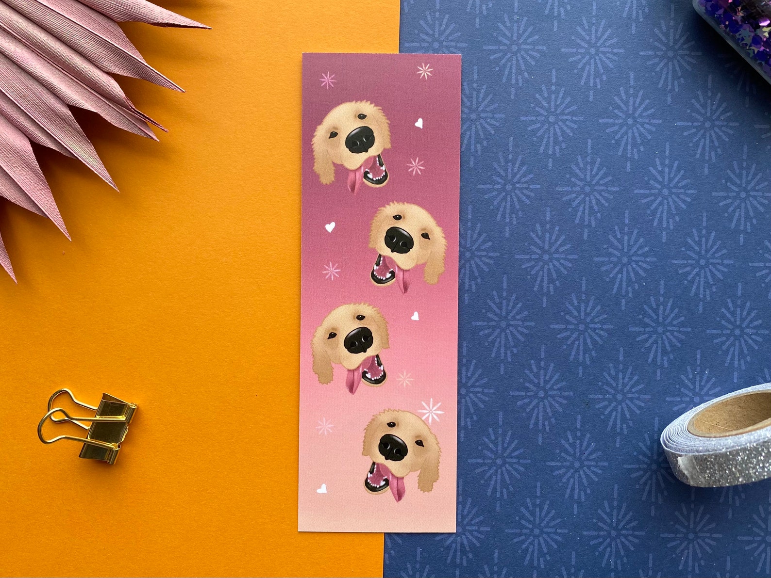 Cute Dog Bookmark Golden Retriever Bookmark Bookmark for Etsy