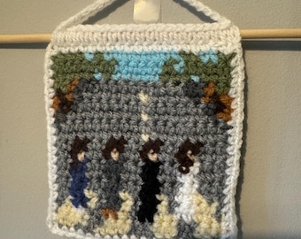 Crochet Abbey Road Inspired Tapestry Wall Art - Handmade Mini Yarn Decor