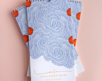 Calendario de pared 2026, envío gratuito a EE. UU., coloridos diseños abstractos, 15 x 29 cm, hecho a mano.