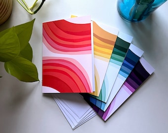 Rainbow Folded Cards with Envelopes - Pack of 5 - Abstract Pattern Stationery, blank cards