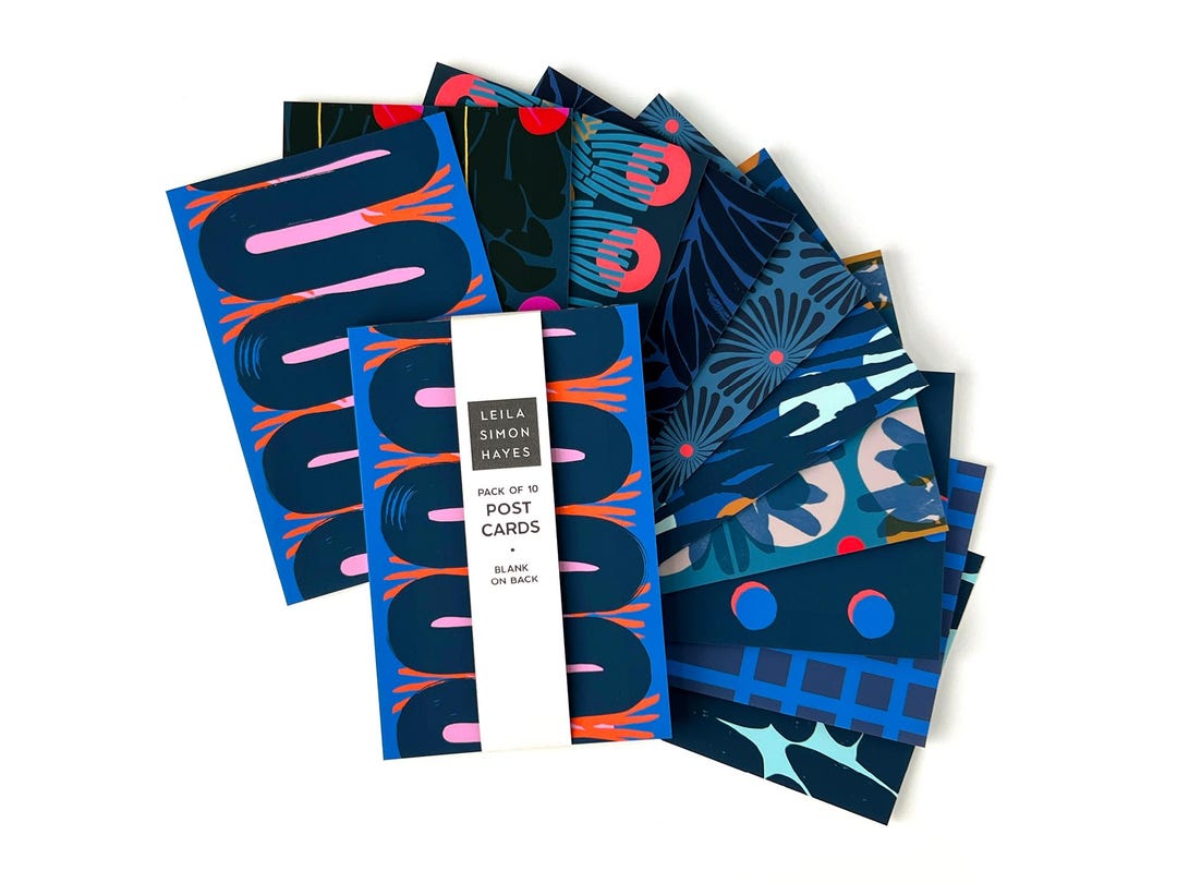 Postcard Color Patterns Blue, Colorful Postcard Patterns - Variety Pack of 10 Blank Cards - Etsy