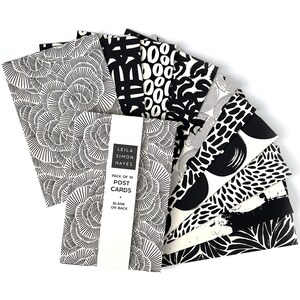 Black & White Pattern Postcards, This Way  - Variety Pack of 10 Blank Cards