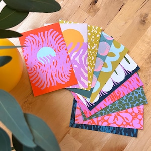 Lot de 10 cartes postales à motif abstrait ascendant - Cartes vierges abstraites variées
