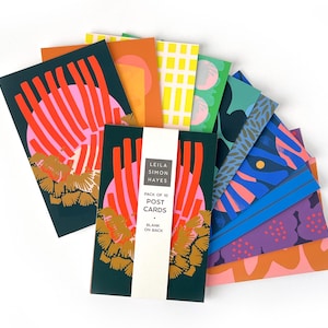 Hell, bunt gemusterte Postkarten, Orbit - vielfältige Packung mit 10 Blankokarten