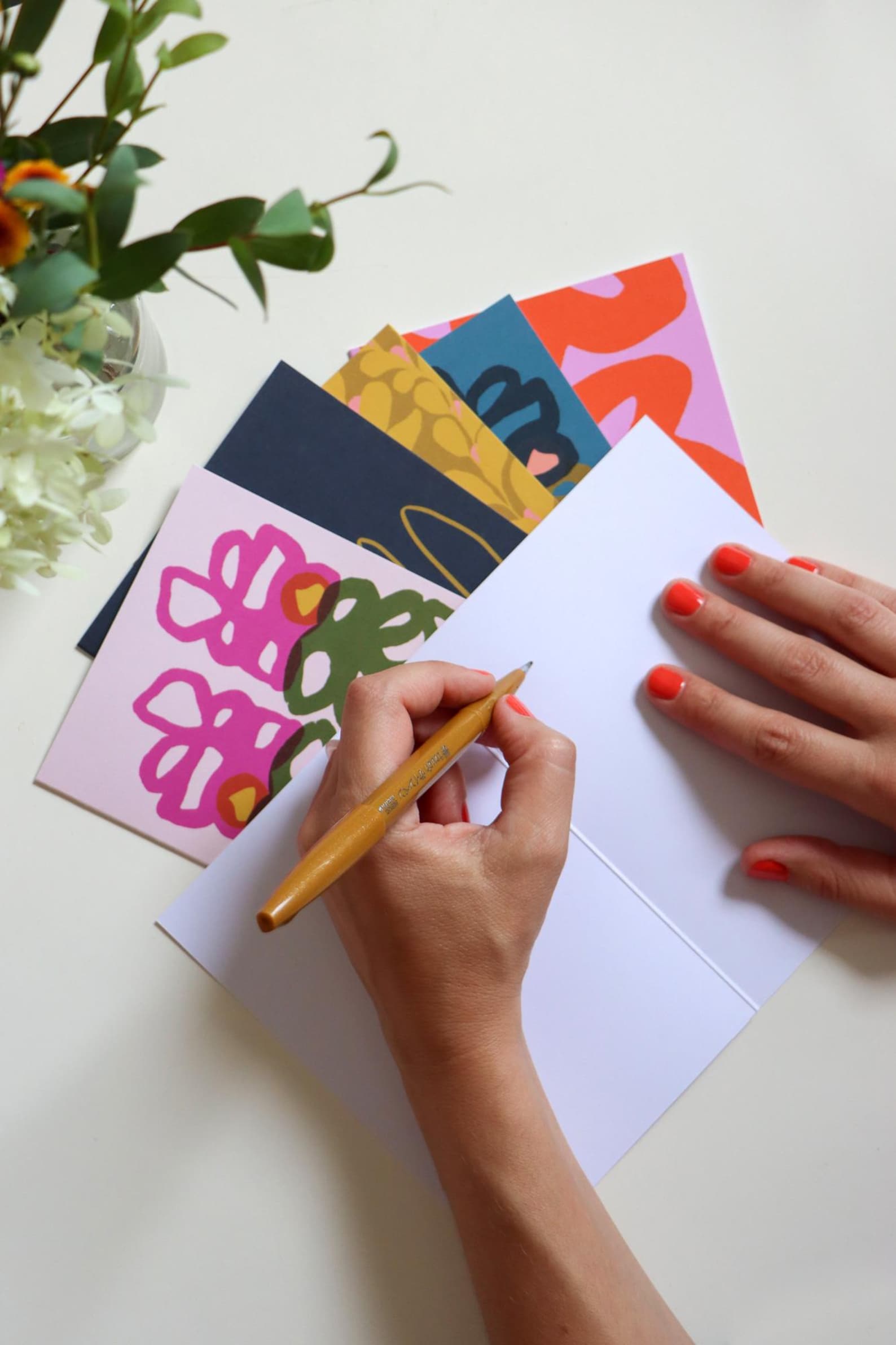 Florals Folded Cards With Envelopes - Pack of 5 - Abstract Pattern ...