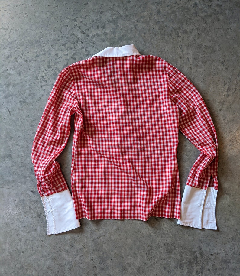 Red Gingham Button Down with French Cuffs
