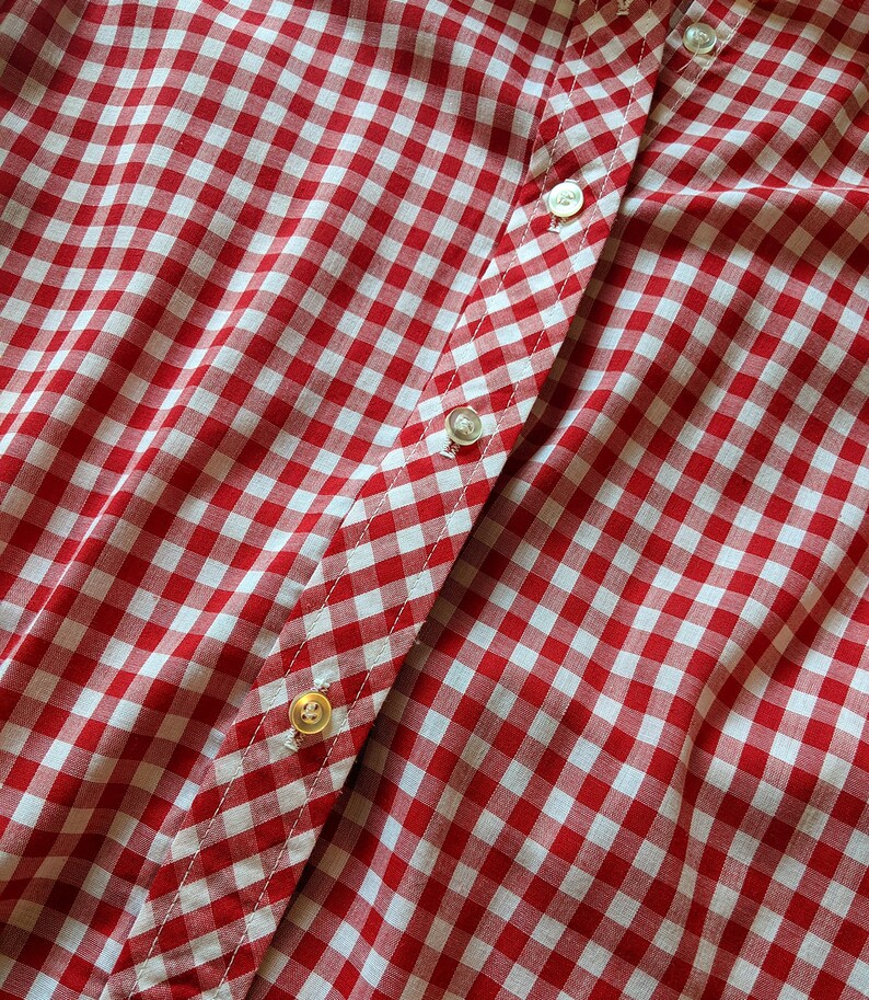 Red Gingham Button Down with French Cuffs