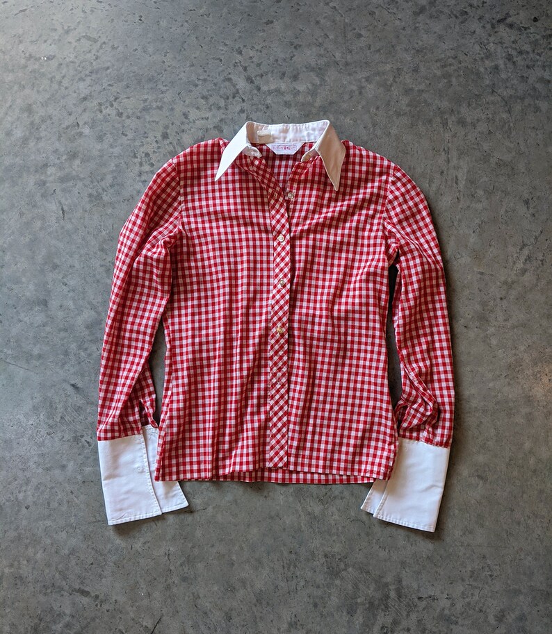 Red Gingham Button Down with French Cuffs