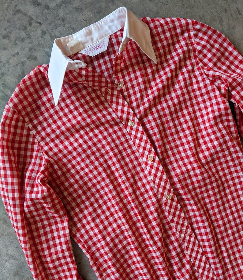 Red Gingham Button Down with French Cuffs