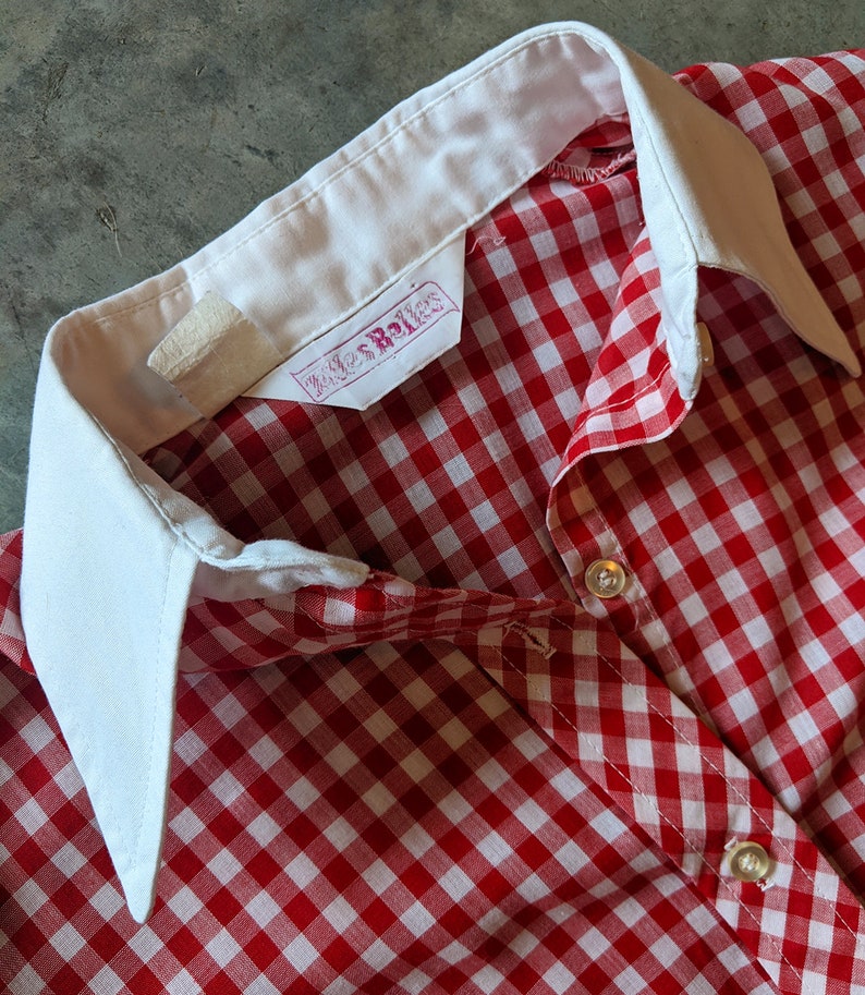 Red Gingham Button Down with French Cuffs