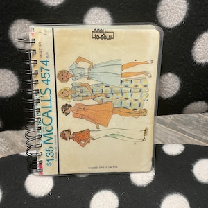 Upcycled Vintage Clothing Pattern Wire Bound Notebook-McCalls 4574-Dress *Looking for a unique gift?*
