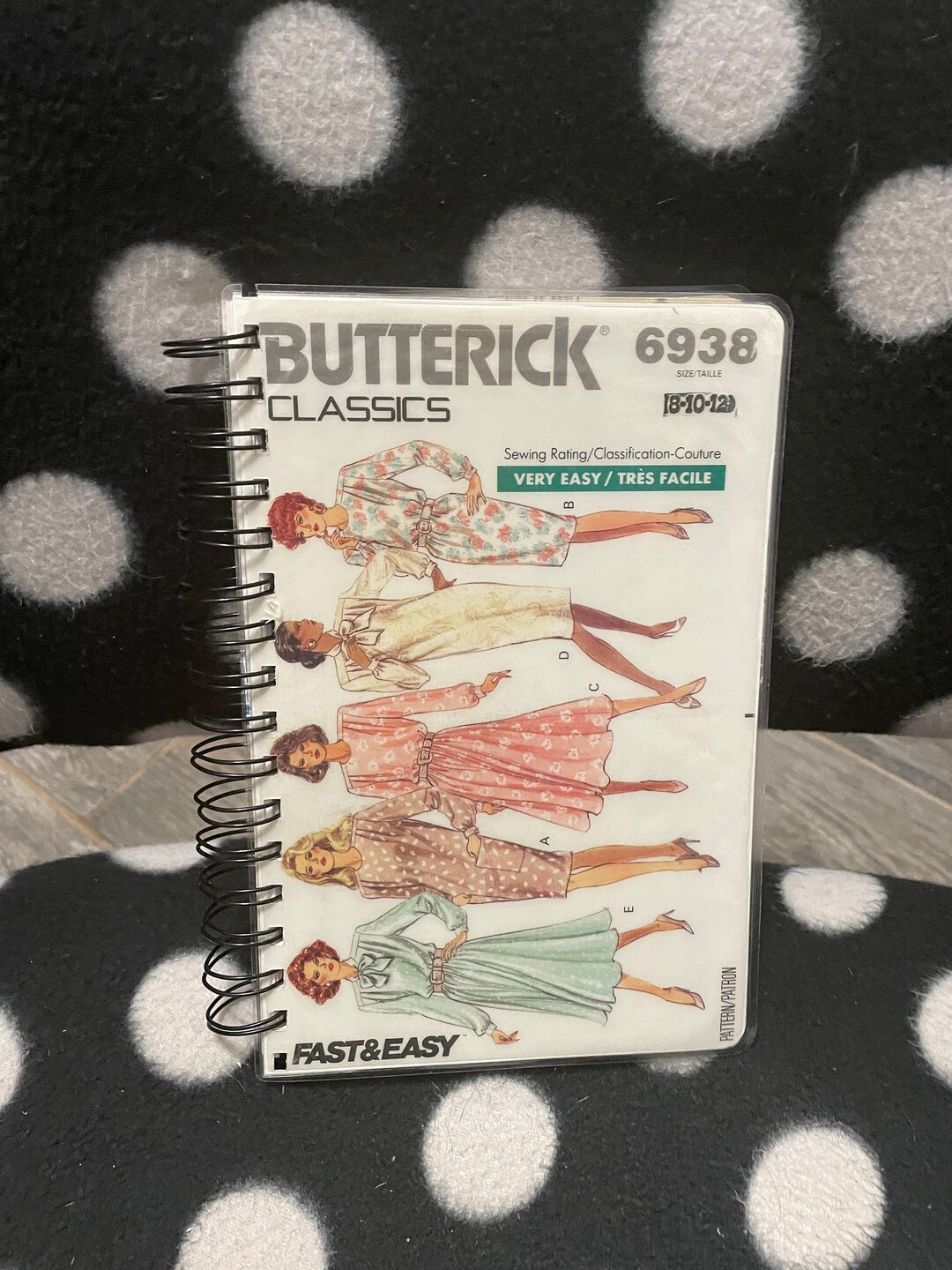 Upcycled Vintage Clothing Pattern Wire Bound Notebook Upcycled Vintage Clothing Pattern Wire Bound Notebook