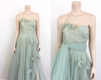 seafoam green prom dress