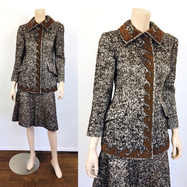 Vintage 1960s CHRISTIAN DIOR / DIORLING Brown Jacket & Skirt Suit