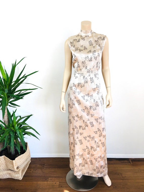 1950s Vintage Champagne Floral Brocade  Evening P… - image 8