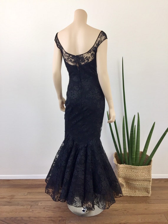 Vintage 1950s BARBIE Style Black LACE MERMAID Gla… - image 6