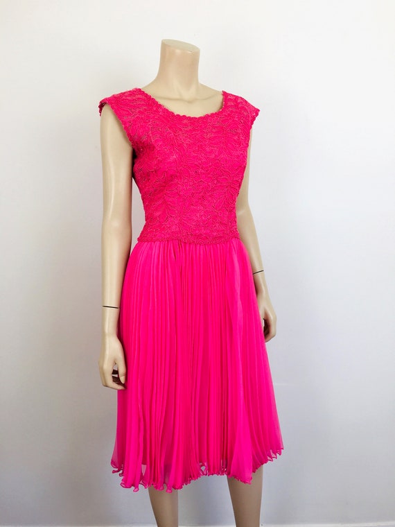 Vintage 1960s HOT PINK Soutash EMBROIDERED Pleate… - image 6