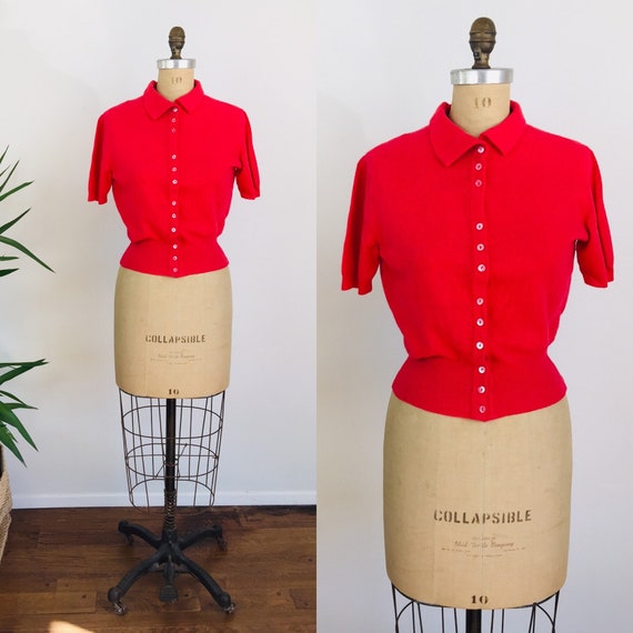 1950s Vintage BARBERRY CASHMERE Pin Up Girl Sweate