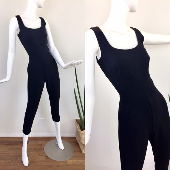 50s 60s Vintage Black CATSUIT / JUMPSUIT One Piece
