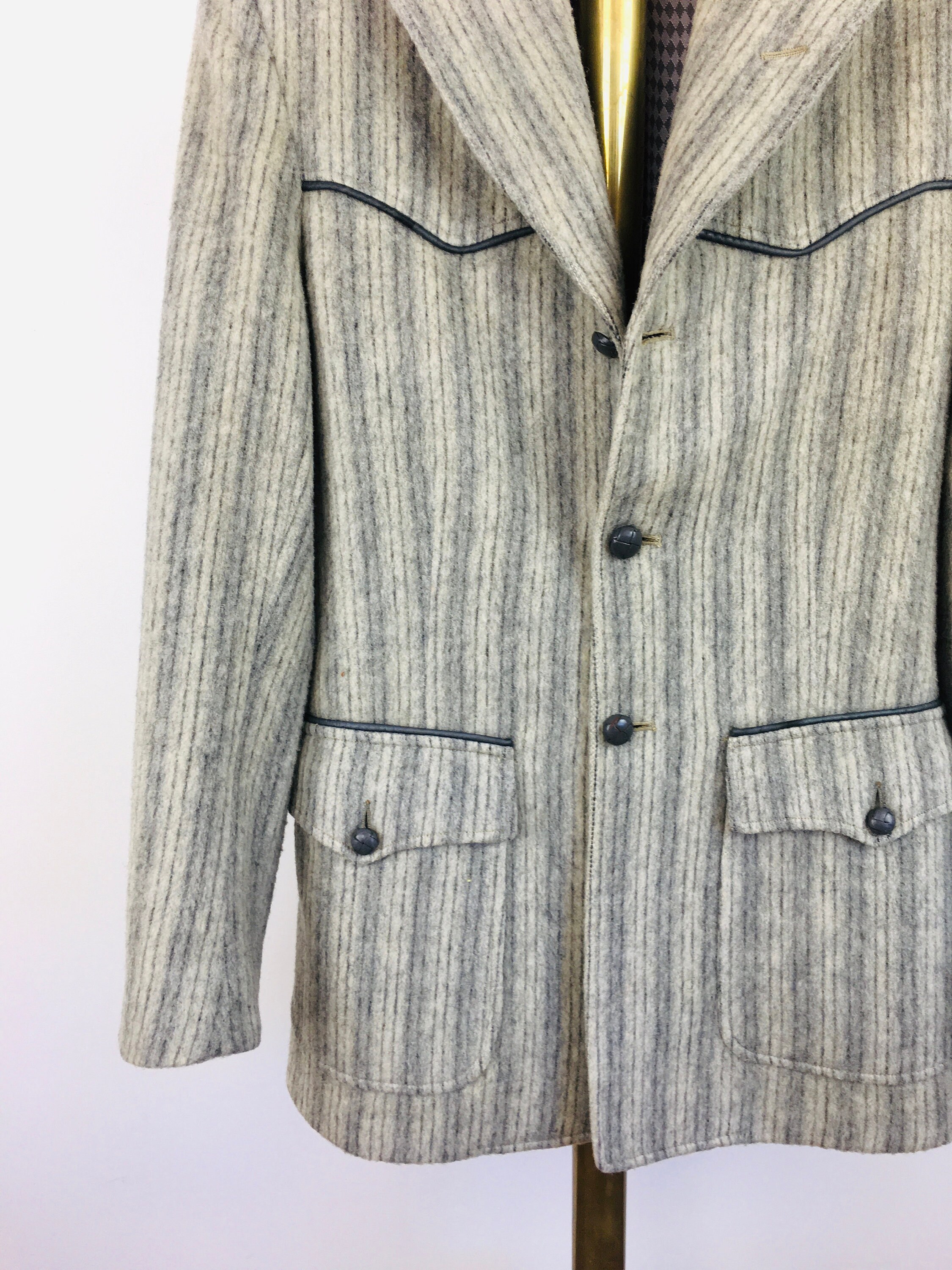 Vintage 1950s 1960s H Bar C Mens Grey Wool Stripe Ranch Wear Jacket - Etsy