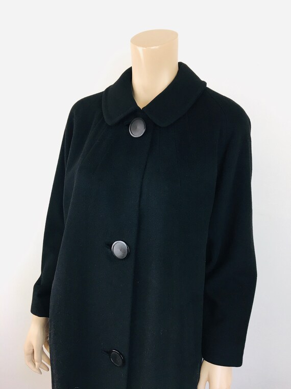 Vintage 1960s BLACK CASHMERE Button Front Coat - image 4