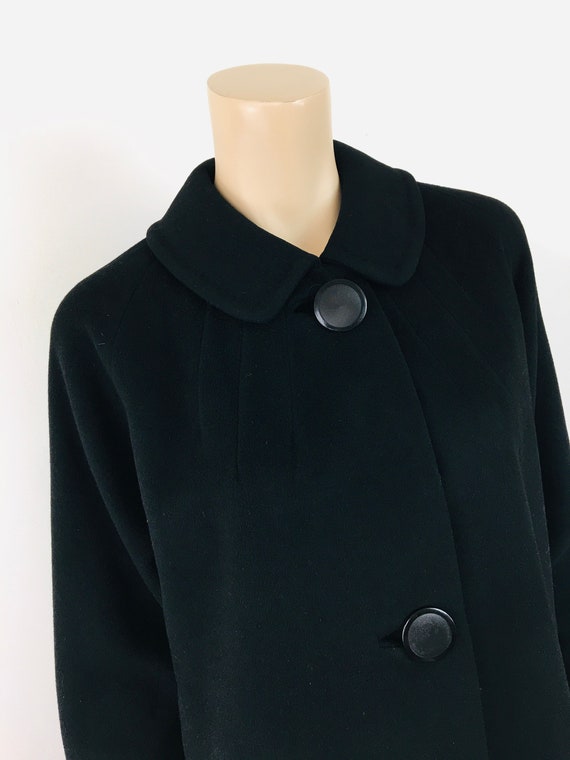 Vintage 1960s BLACK CASHMERE Button Front Coat - image 5