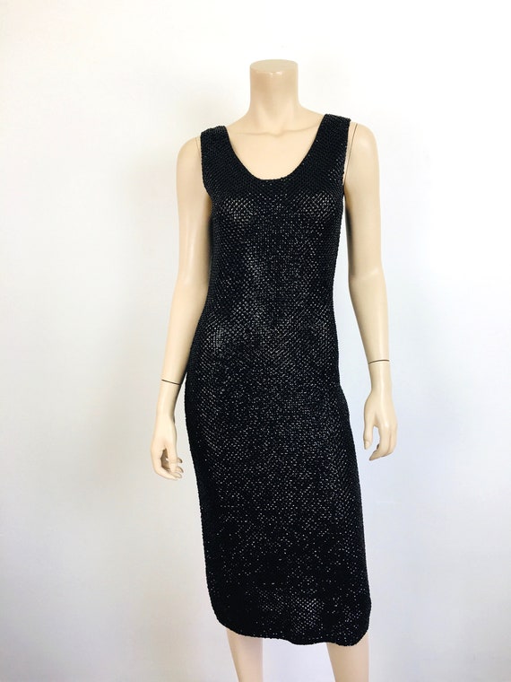 Vintage 1960s SEQUIN BEADED Black SWEATER Knit Co… - image 3