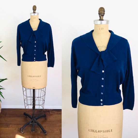 1950s Vintage BALLANTYNE CASHMERE Sweater Royal Bl