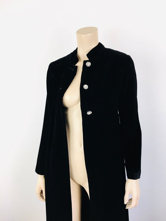 Vintage 1960s BLACK VELVET EMPIRE Waist Full Leng… - image 8