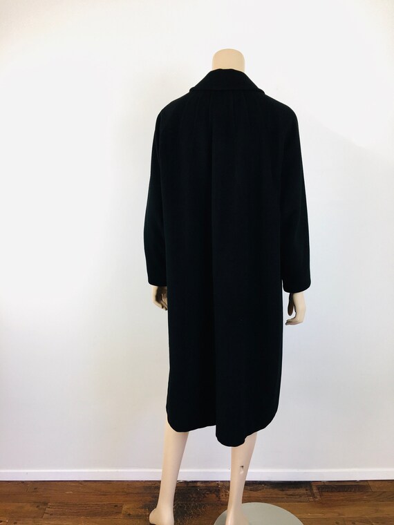 Vintage 1960s BLACK CASHMERE Button Front Coat - image 7