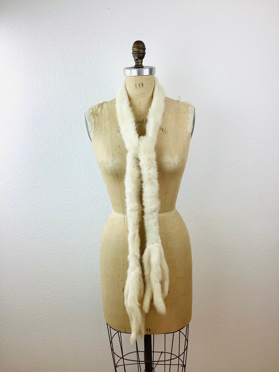 Vintage CREAM WHITE Real MINK Fur Collar / Shoulde