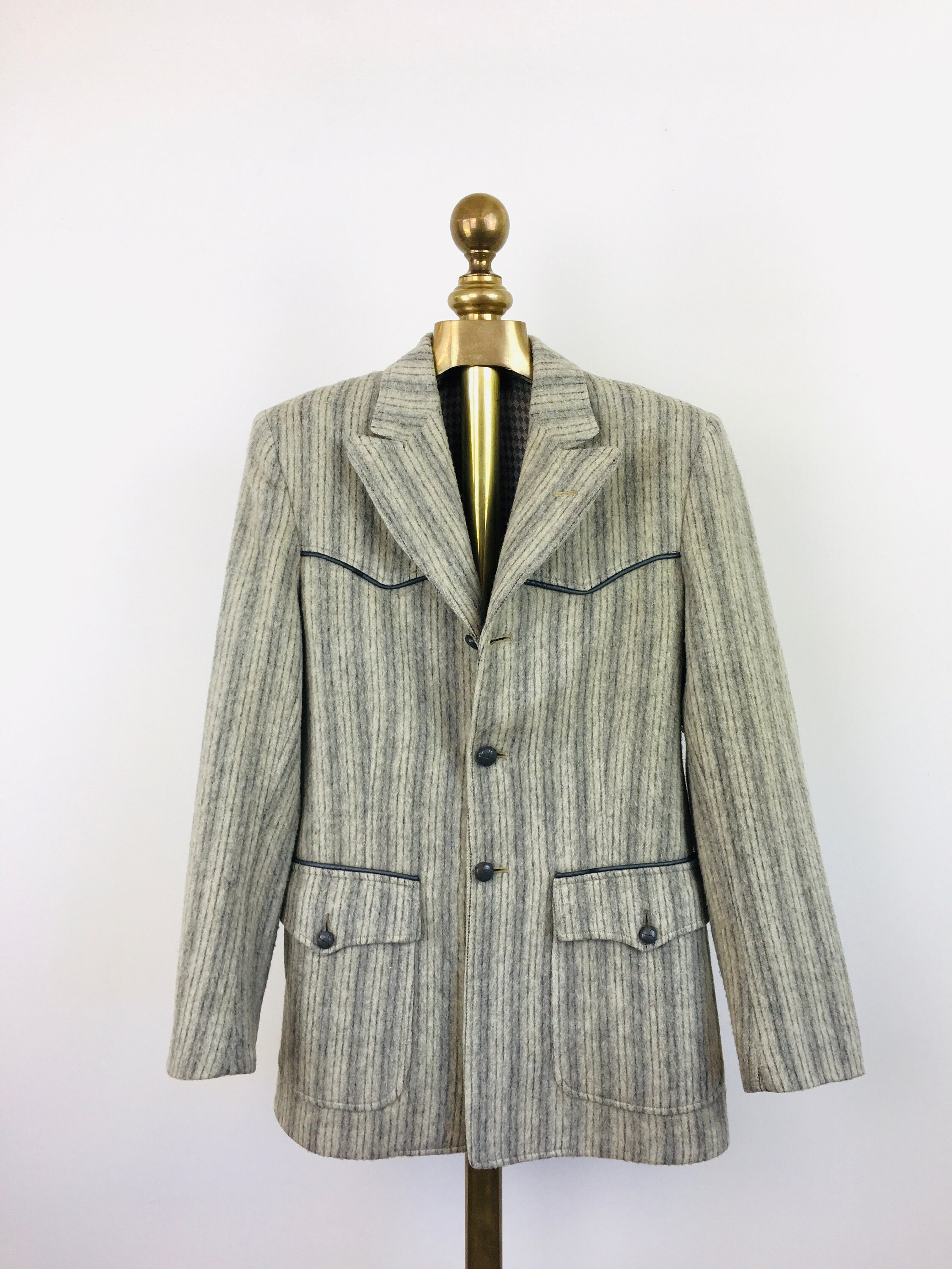 Vintage 1950s 1960s H Bar C Mens Grey Wool Stripe Ranch Wear Jacket - Etsy