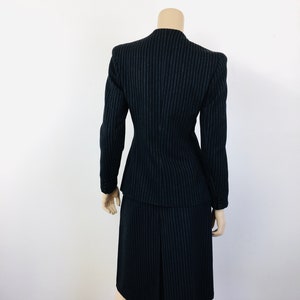 Vintage 1940s STRIPED Black & Grey Big Shoulder Skirt and Jacket Suit image 8