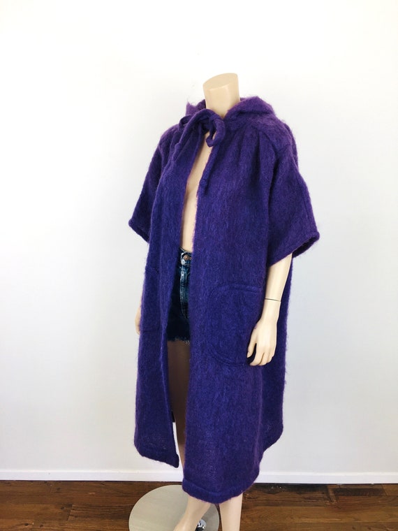 Vintage 1960s PURPLE MOHAIR & Wool HOODED Oversiz… - image 5