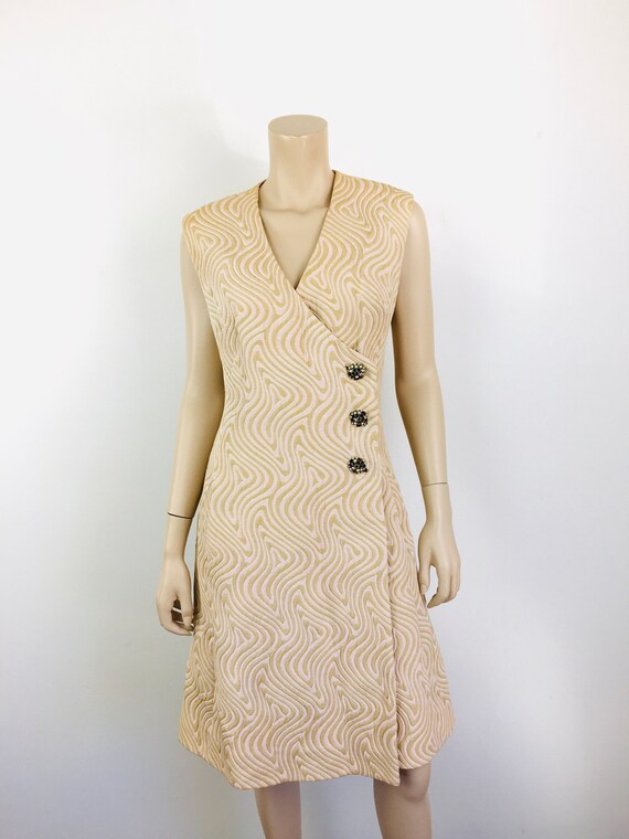 1960s Vintage PSYCHEDELIC SWIRLY Cocktail Dress W… - image 3