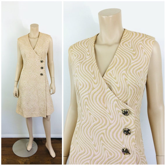 1960s Vintage PSYCHEDELIC SWIRLY Cocktail Dress W… - image 1