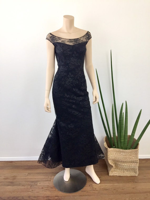 Vintage 1950s BARBIE Style Black LACE MERMAID Gla… - image 2