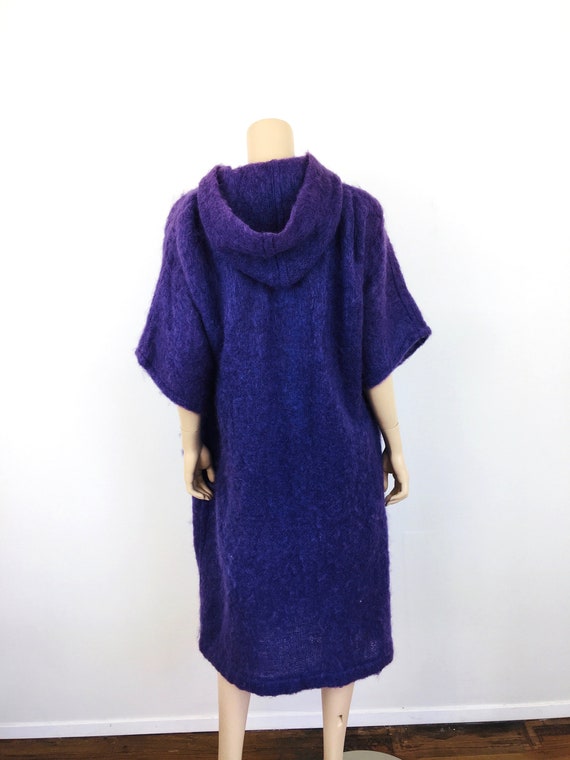 Vintage 1960s PURPLE MOHAIR & Wool HOODED Oversiz… - image 9