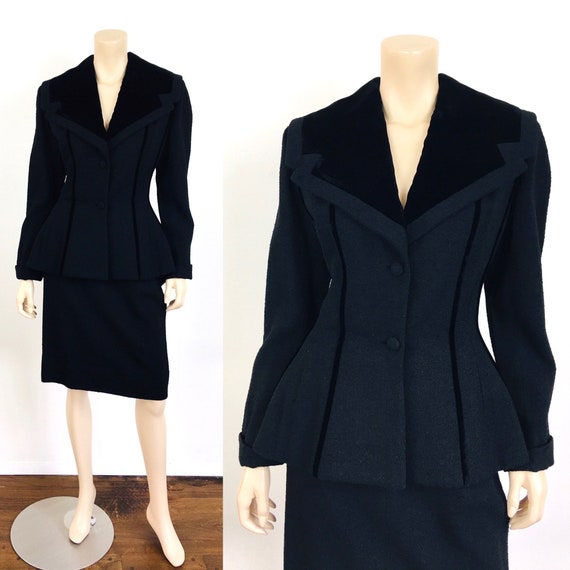 1950s Vintage LILLI ANN Black BOUCLE Nubby Knit &