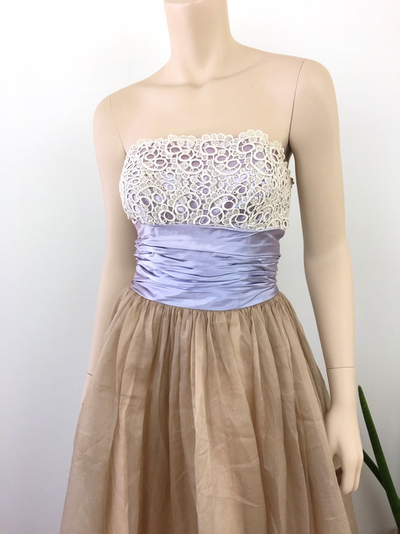 1950s Vintage Strapless Bustier Crochet Lace Shel… - image 3