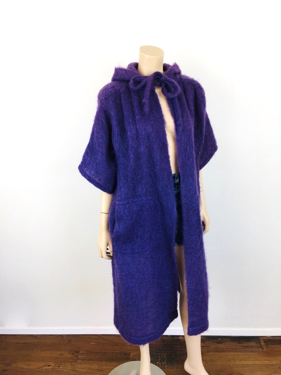 Vintage 1960s PURPLE MOHAIR & Wool HOODED Oversiz… - image 8