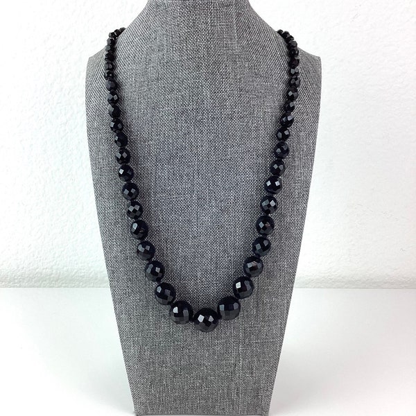 Jet Bead Necklace Etsy