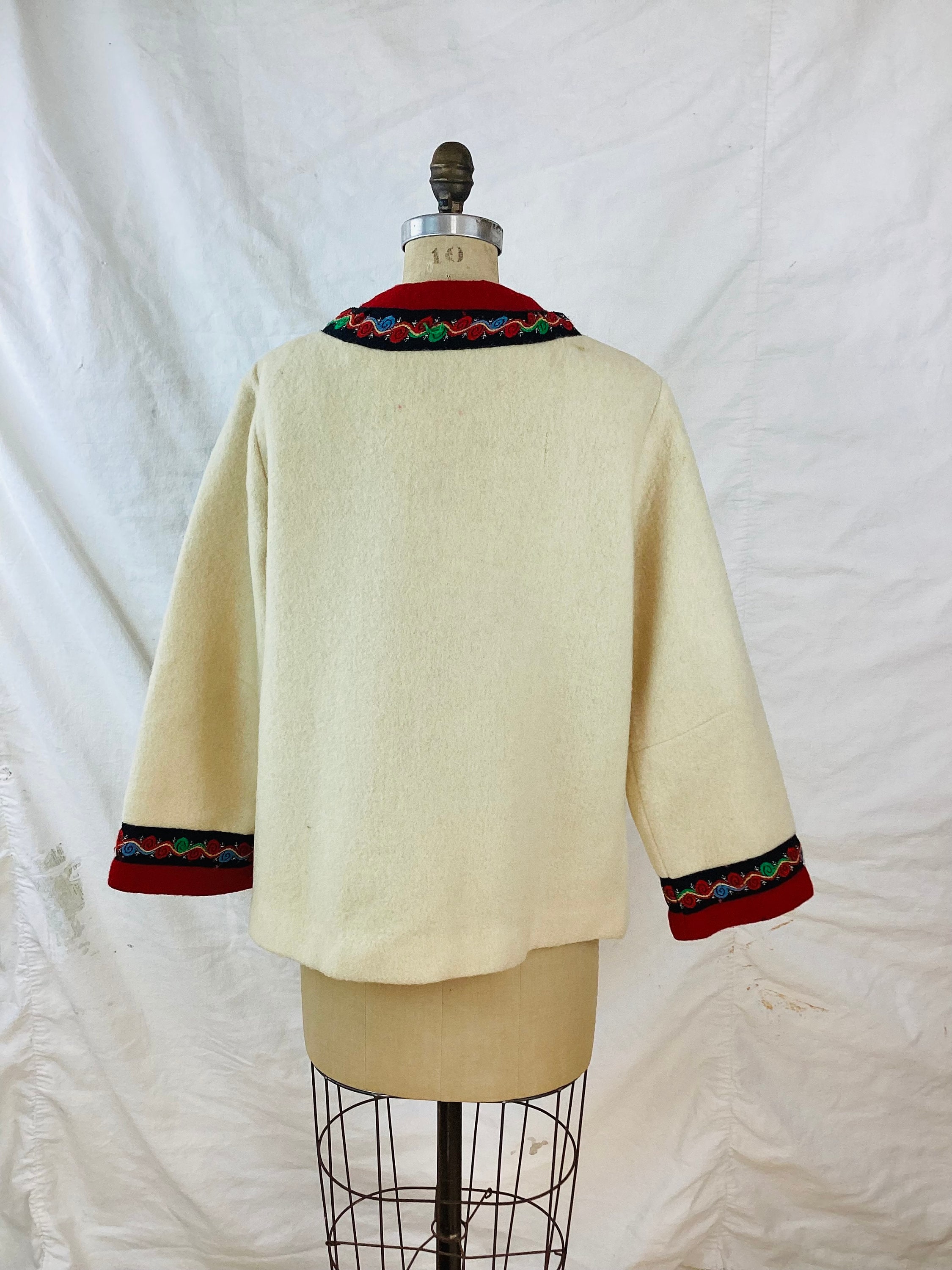 Vintage 1960s NORWEGIAN EMBROIDERED & Cream Wool Jacket - Etsy