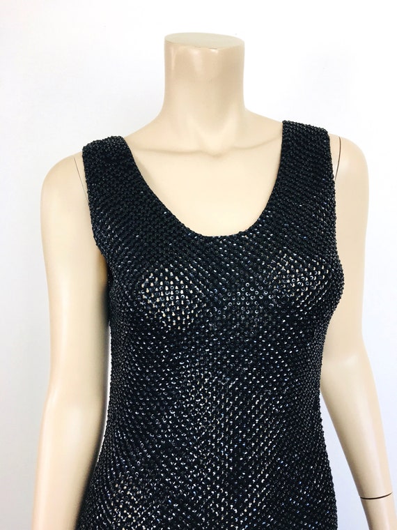 Vintage 1960s SEQUIN BEADED Black SWEATER Knit Co… - image 5