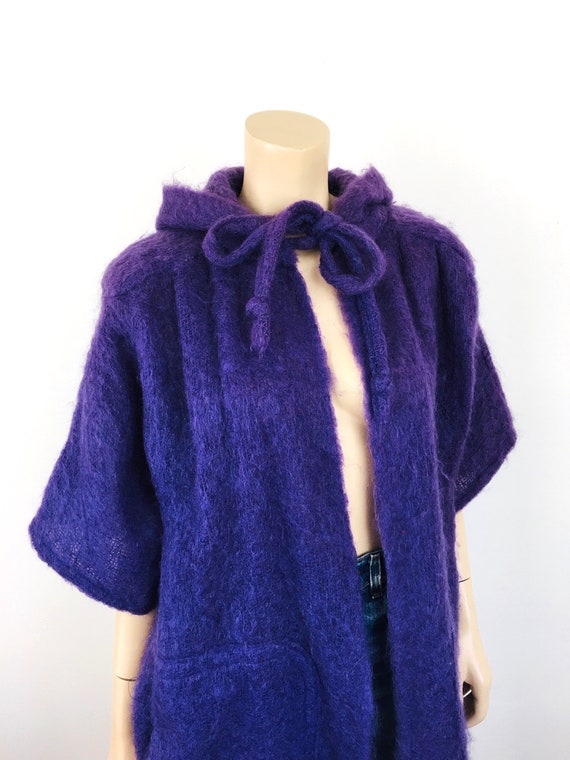 Vintage 1960s PURPLE MOHAIR & Wool HOODED Oversiz… - image 7