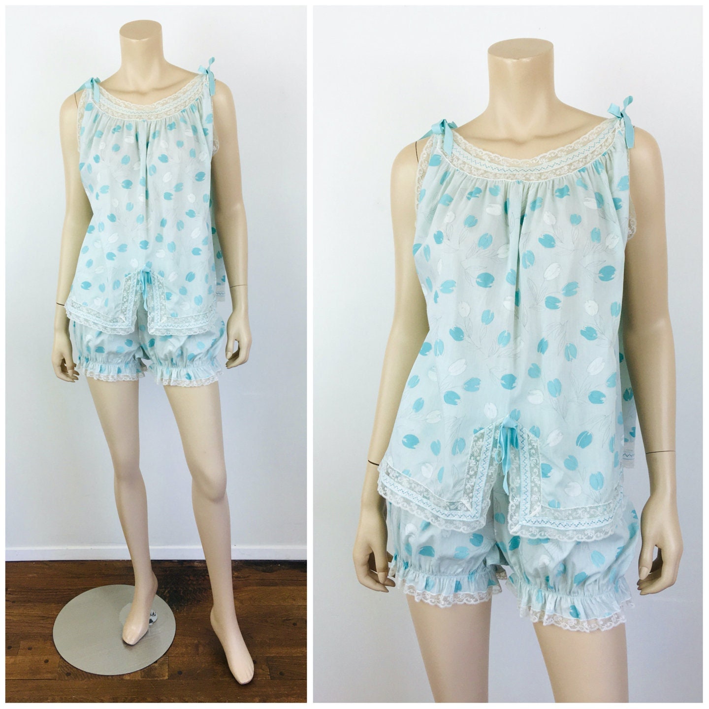 Vintage 1960s BABYDOLL NIGHTY 2pc Set Top and Bloomers Panties