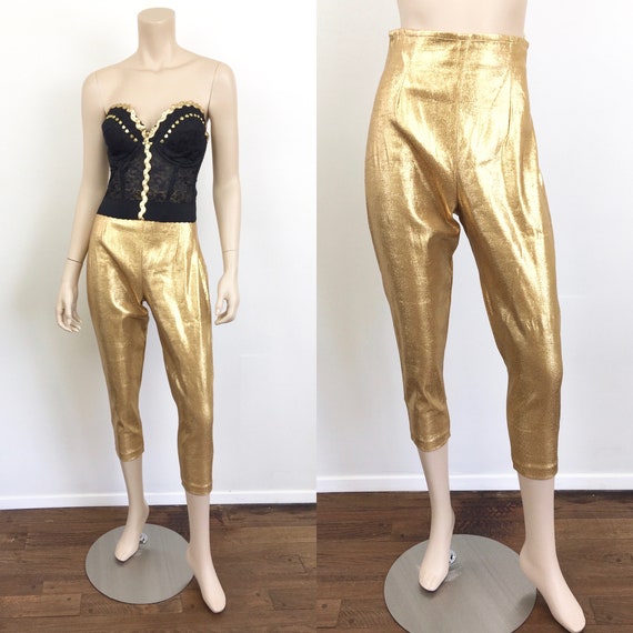 Vintage 1950s GOLD METALLIC High Waisted Lame / Lu