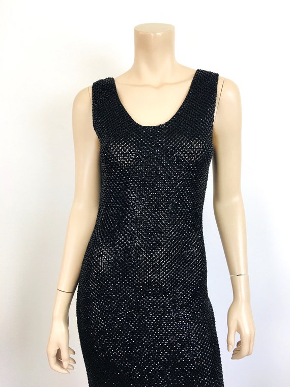 Vintage 1960s SEQUIN BEADED Black SWEATER Knit Co… - image 4